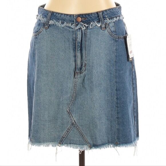 NWT AFRM Frey Colorblock Denim Skirt 30 - Picture 2 of 6